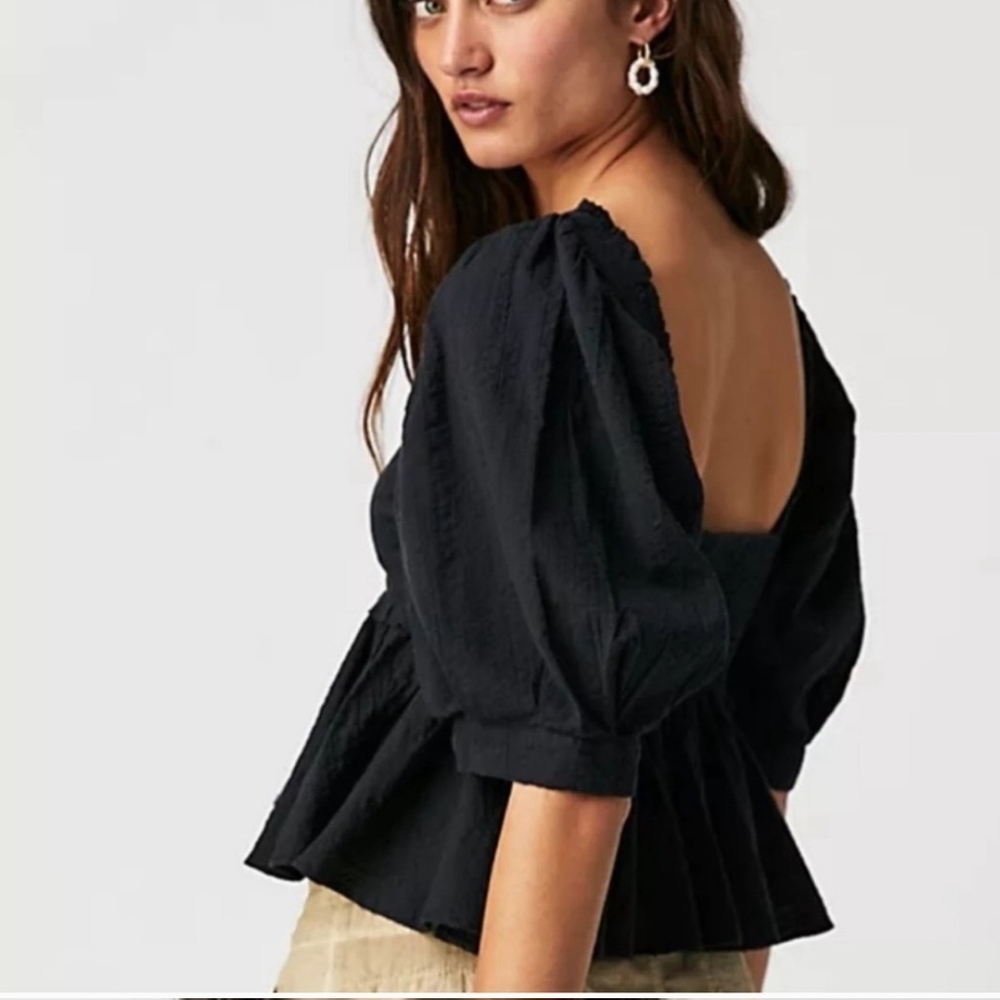 Free People Black Blouse Chic and Versatile - Picture 2 of 5